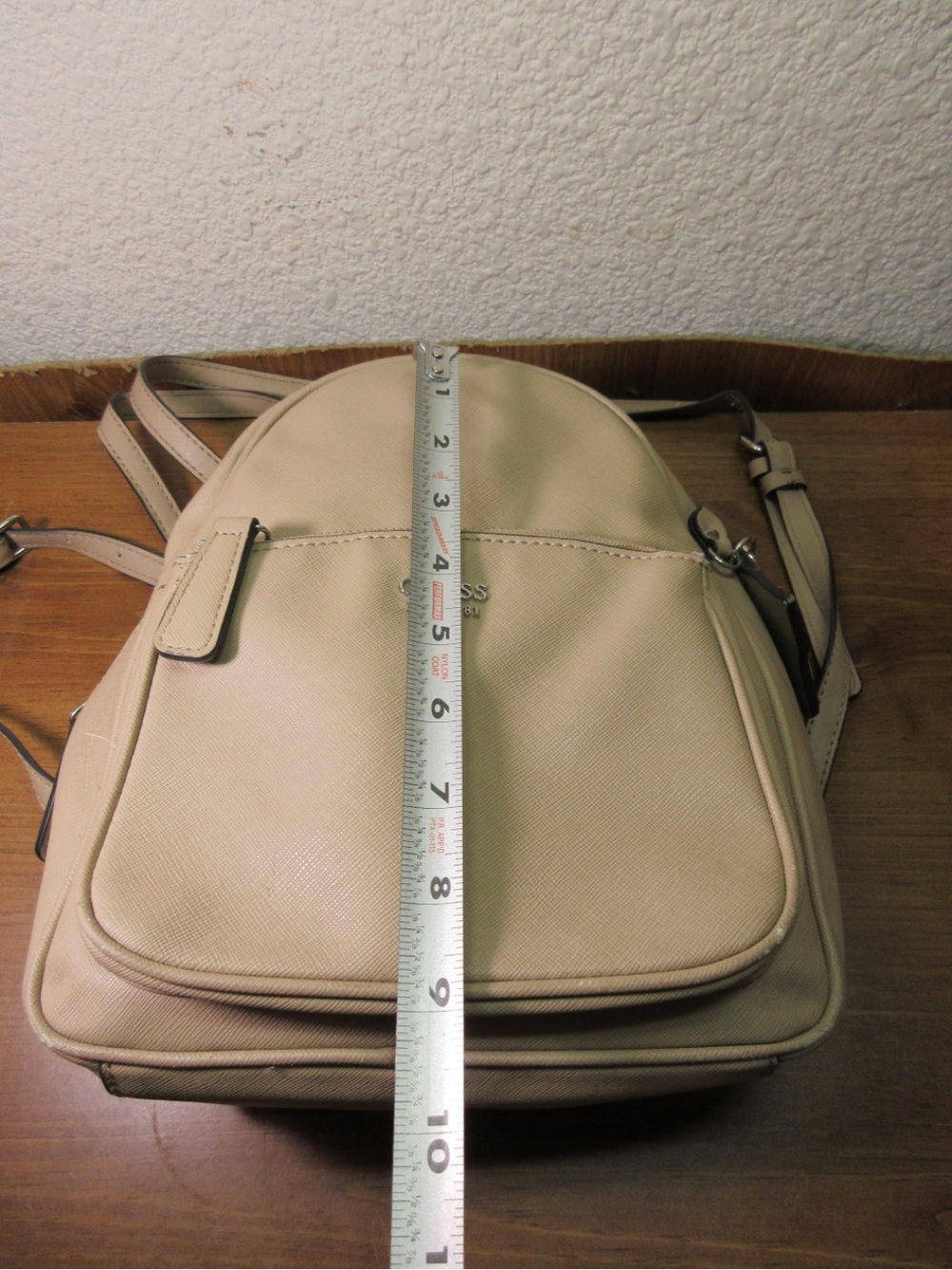 GUESS Beige/Cream Mini Backpack with Front Zip Pocket - Picture 8 of 12